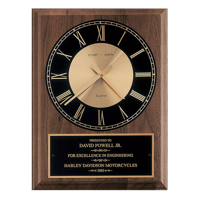 American Walnut Wall Clock - Black Dial