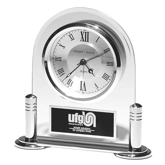 Silver and Glass Arched Desk Clock