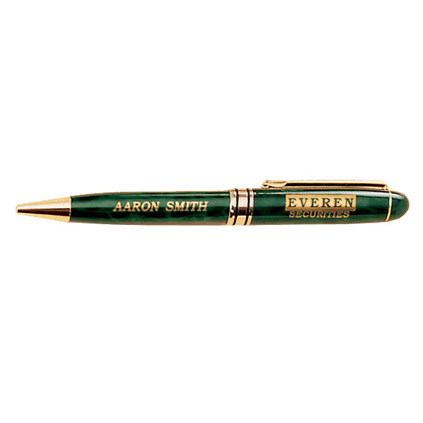 Brass Pen - Green Marble