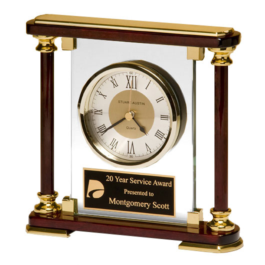 Rosewood and Glass Traditional Clock